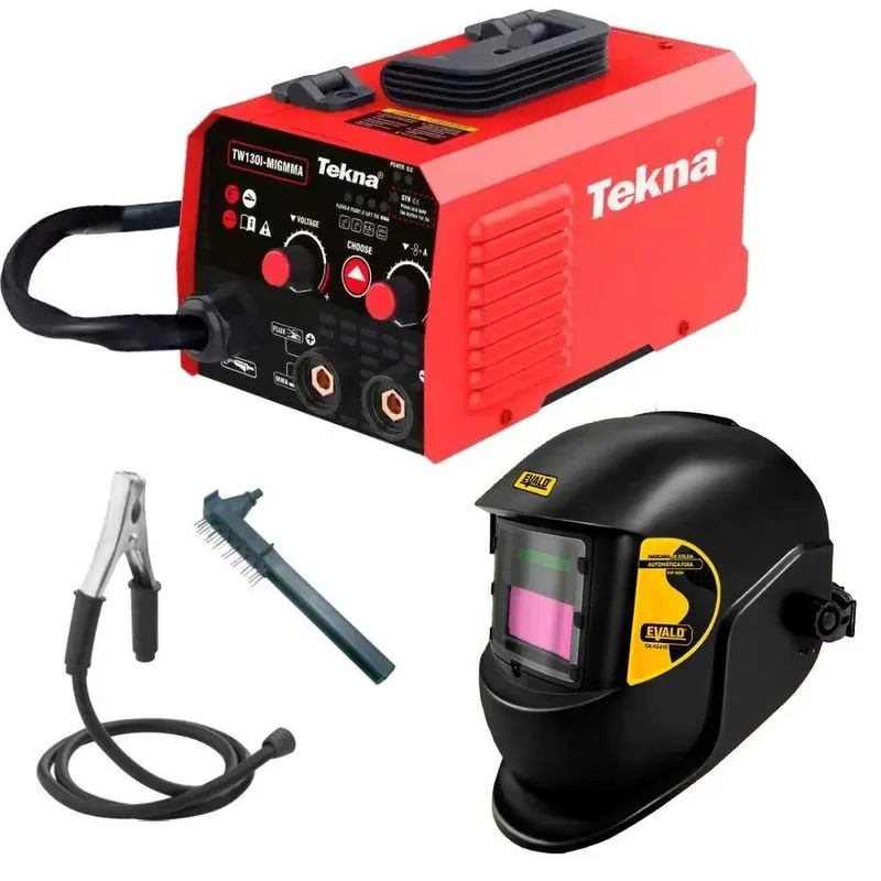 Máquina Inversora Solda Eletrodo 120a Tw130i-migmma Tekna + Máscara De Solda Automática Evald-220v