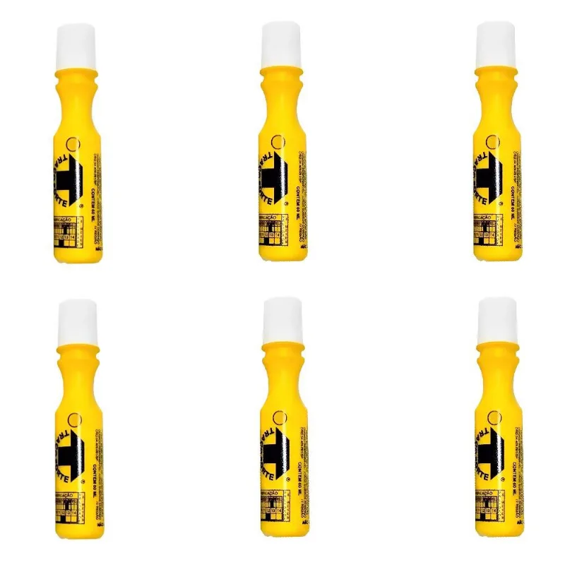 Kit 6 Marcadores Industriais Amarelo 2mm 60ml Híbrido M26-am60-2 Baden-amarelo