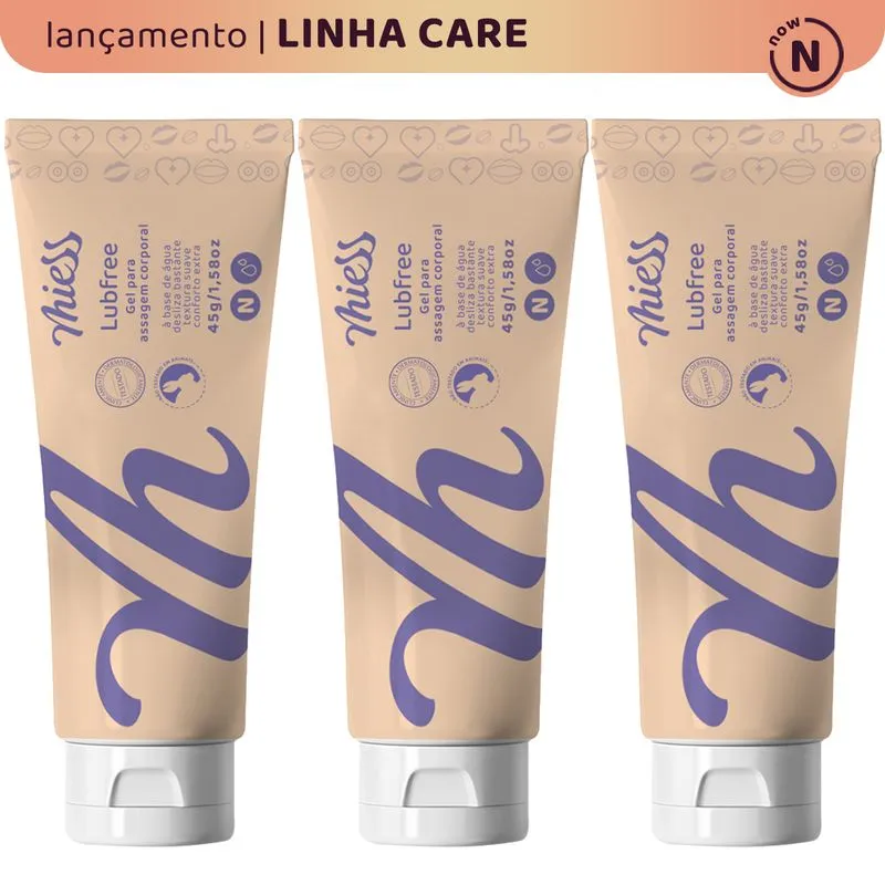 Kit 3 Lubfree Gel de Massagem Corporal Lubrificante Linha Now Care 45g Miess