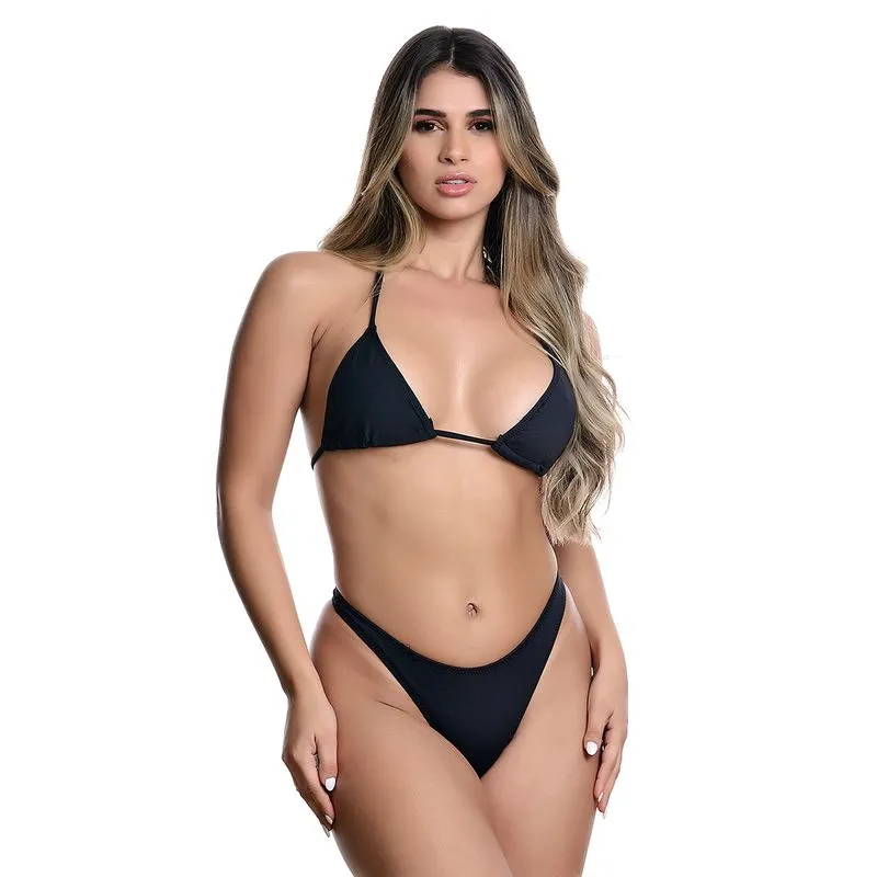 Biquíni Cortininha Liso com Calcinha Fio Hot Love Biquíni Cortininha com Calcinha Fio Hot Love