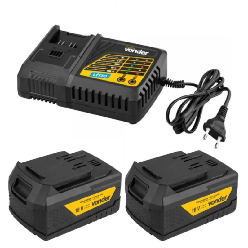 Kit 2 Baterias 18V 4Ah Linha Intercambiável com Carregador Rápido vonder