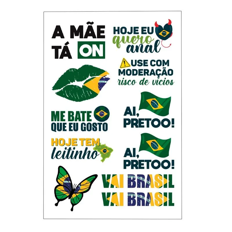 Sexy Tatoo Cartela de Tatuagens Temporárias Brasil Sexy 15 x 10 cm Sedux