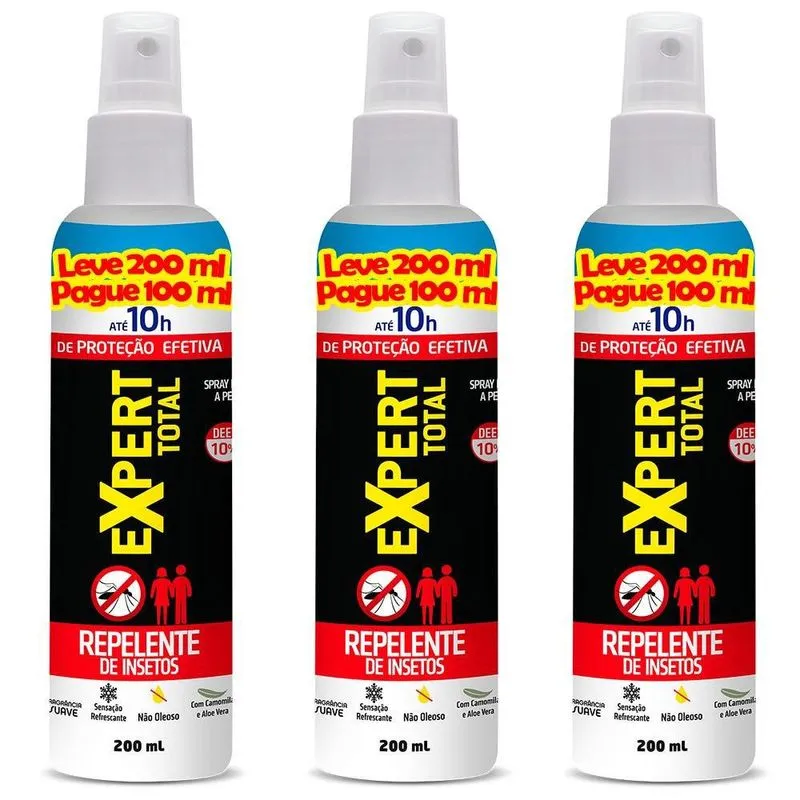 Repelente Insetos Spray Expert 200ML Com 3 Unidades nutriex