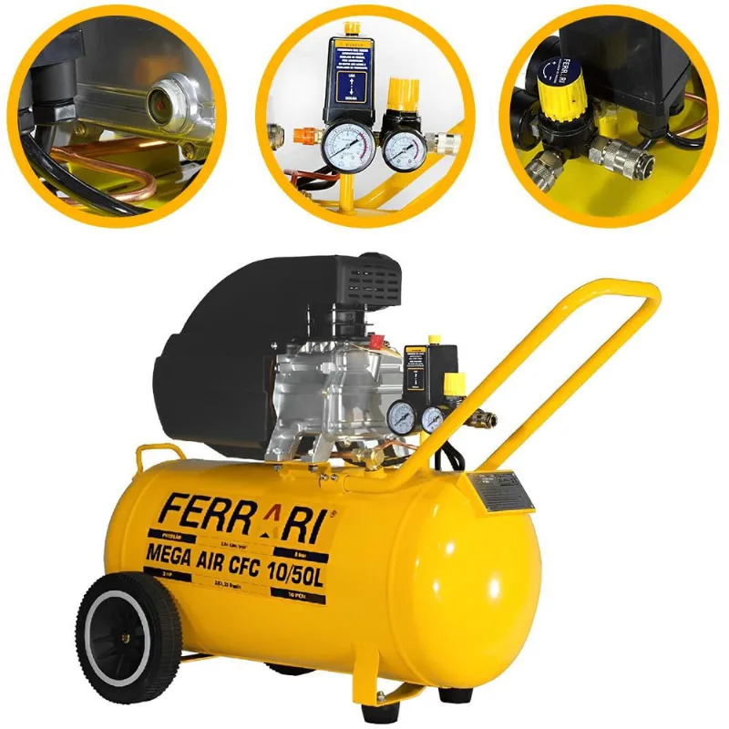 Compressor Ar Direto Mega Air 2,0 hp cfc 10/50L ferrari