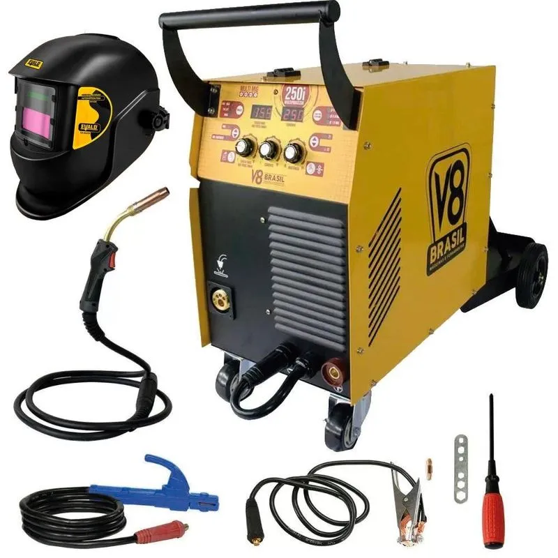 Máquina Solda Mig Mag Mma Tig 220v Com Kit Máscara De Solda Automatica-220v