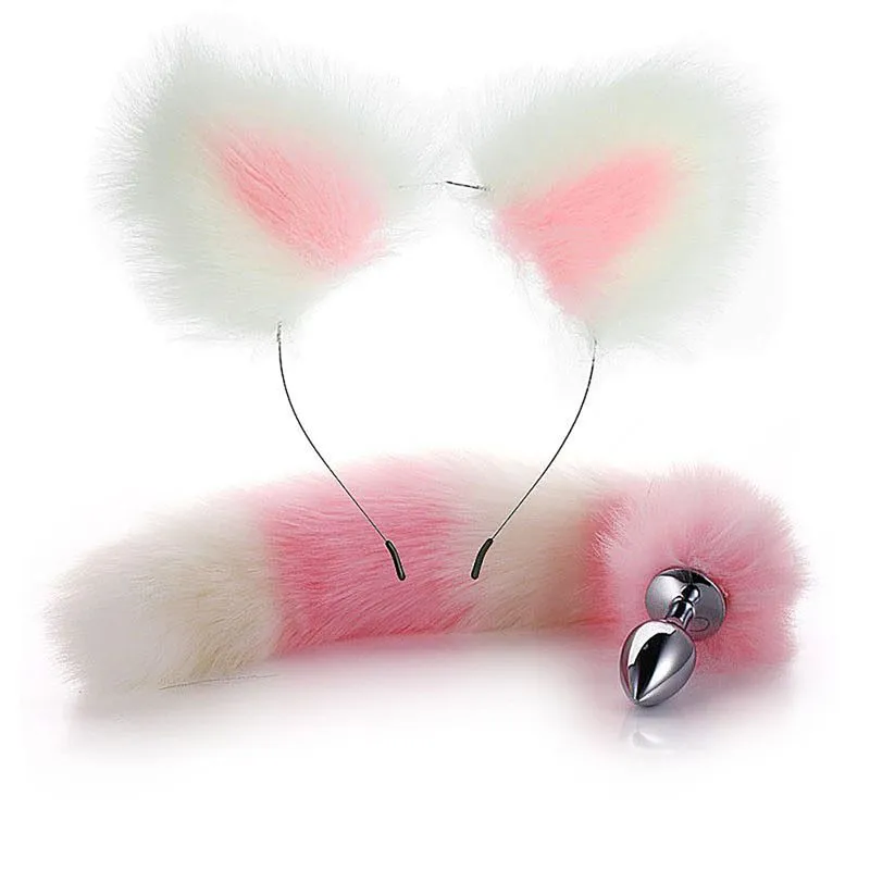 Kit Plug Anal com Rabo de Raposa e Tiara com Orelhas Sexy Import