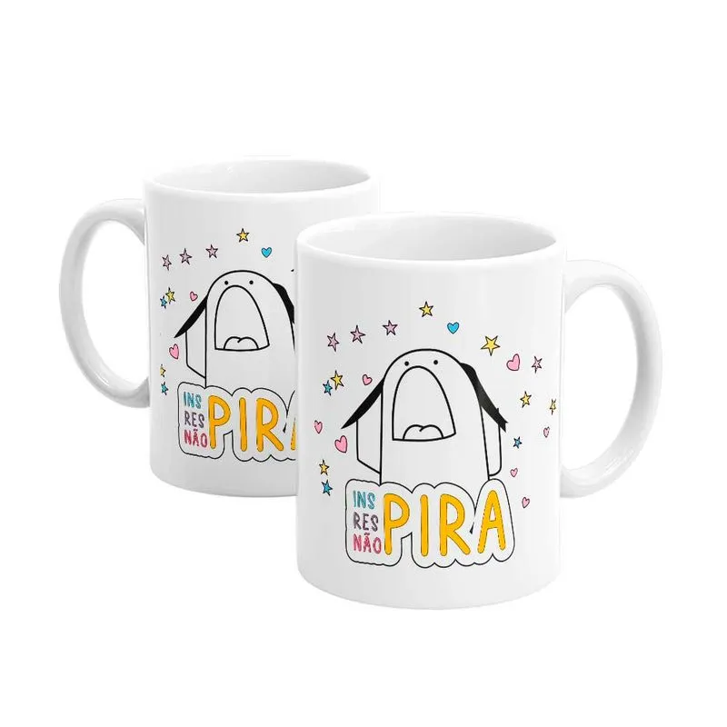 Caneca em Porcelana Não PIRA Linha Flork Sude Presentes