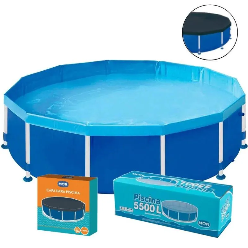 Piscina Com Armação E Capa 5.500 Litros 0,77 X 3 X 3 Metros Mor