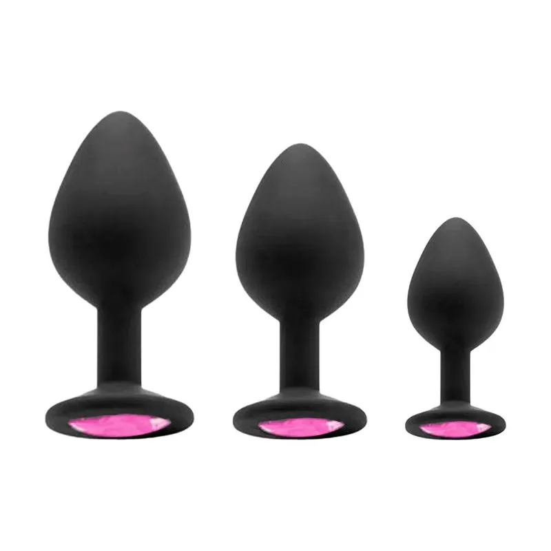 Seamless Butt Starting Kit com 3 Plugs Anal com Pedra 3R Import