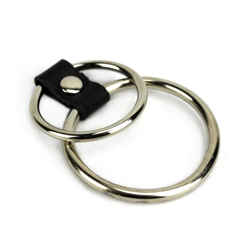 Anel Peniano Duplo em Metal com Tira em Couro Sintético 3R Import