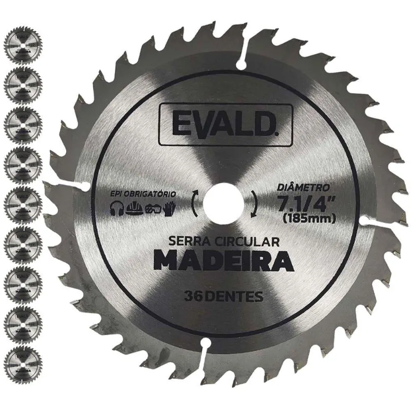 Disco de Serra Circular 7.1/4 pol 36 Dentes com 10 Unidades evald