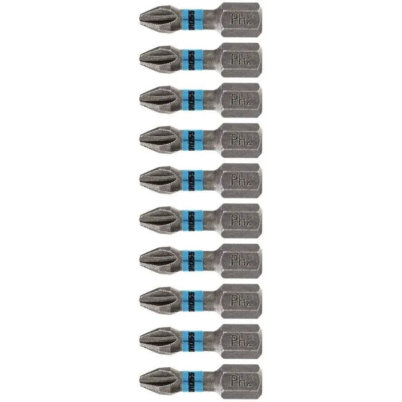 Bits De Torção Phillips 1/4 Pol 25 Mm Ph2 Com 10 Peças Gross