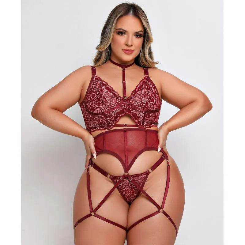 Cropped sem Bojo Plus Size com Cinturita e Chocker Coleção Fetiche Dy Girl Crooped sem Bojo Plus Size com Cinturita e Chocker Coleção Fetiche Dy Girl