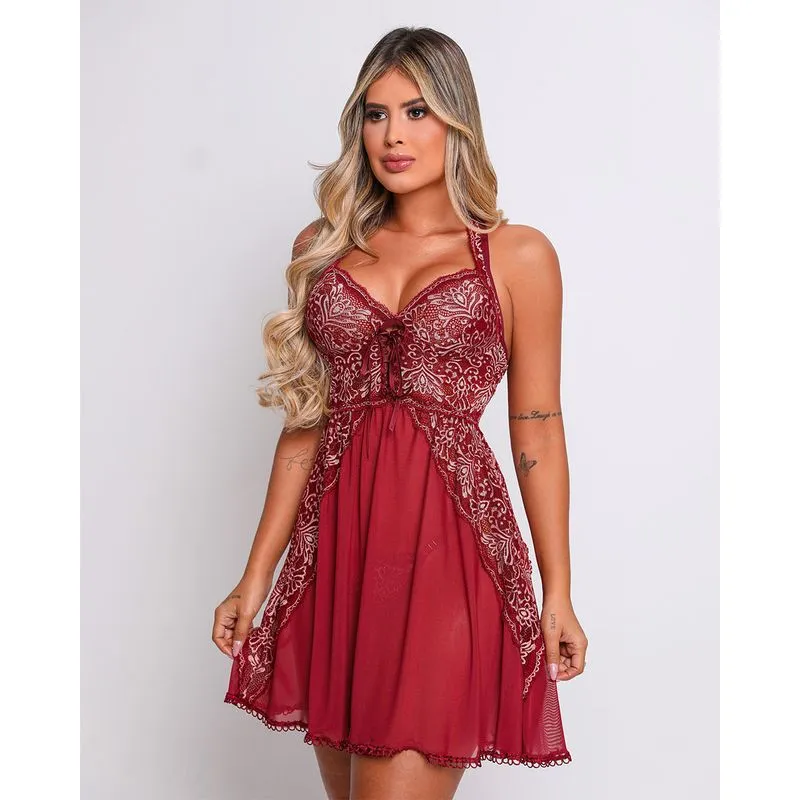 Camisola sem Bojo com Calcinha String Coleção Fetiche Dy Girl