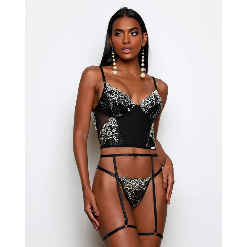 Conjunto Priscilla Bicolor com Detalhes em Renda e Alça Liga Coleção Pérolas Dy Girl