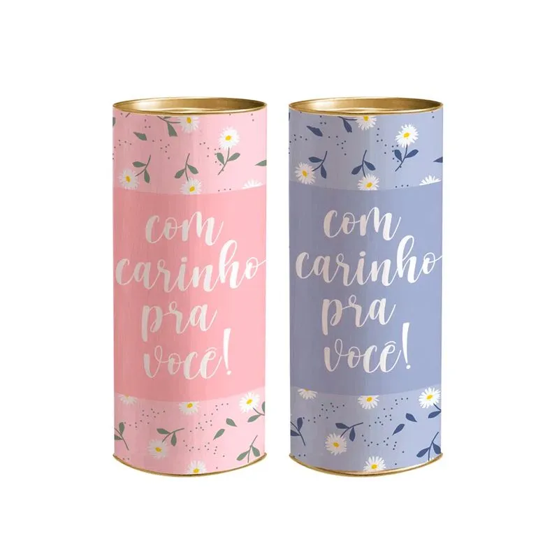 Lata para Presente Decorada Com Carinho para Você Cromus