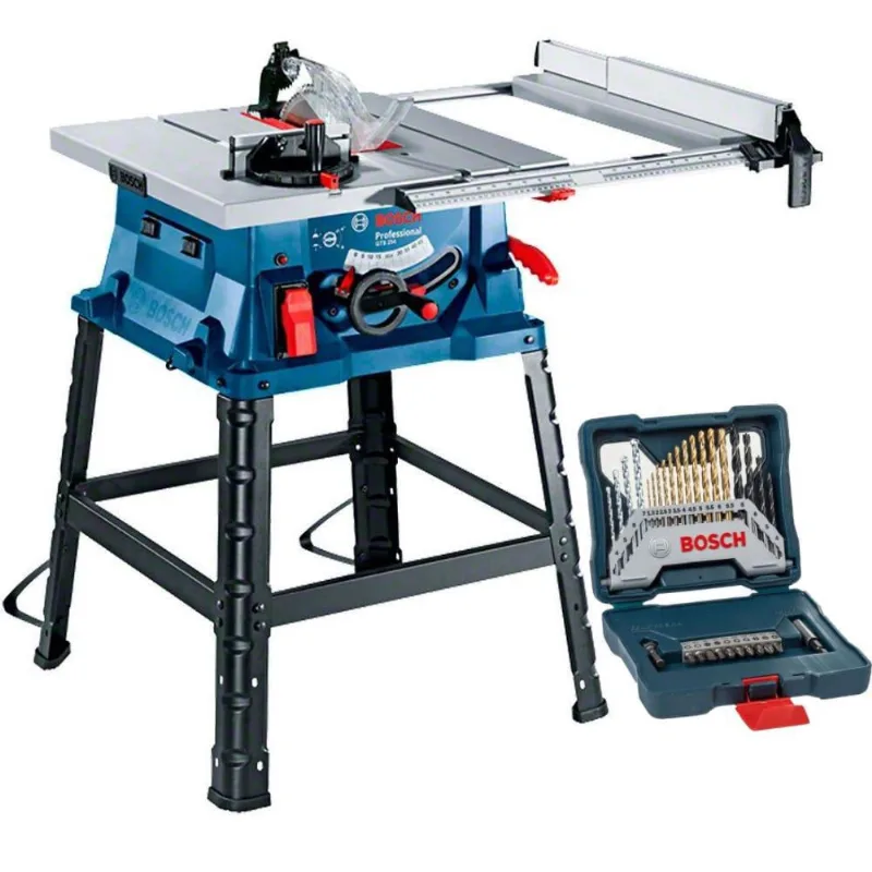 Serra Circular de Mesa 10 pol 1800W Professional 110V gts 254 bosch + Estojo Brocas e Pontas Kit 30 Peças X-Line Titânio