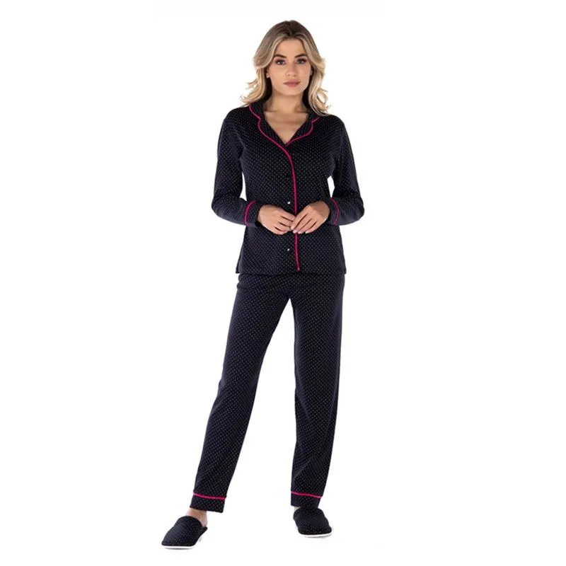 Pijama Americano Canelado Feminino com Manga Longa e Calça Coleção Inverno Victory