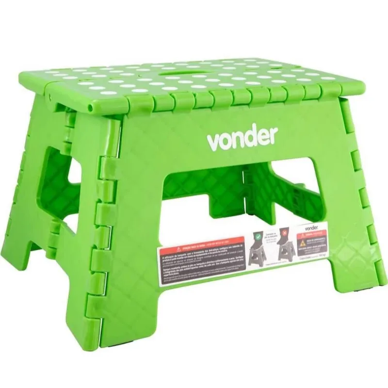 Banqueta Plástica Multiuso Dobrável 150KG 220mm Várias Cores VONDER Verde