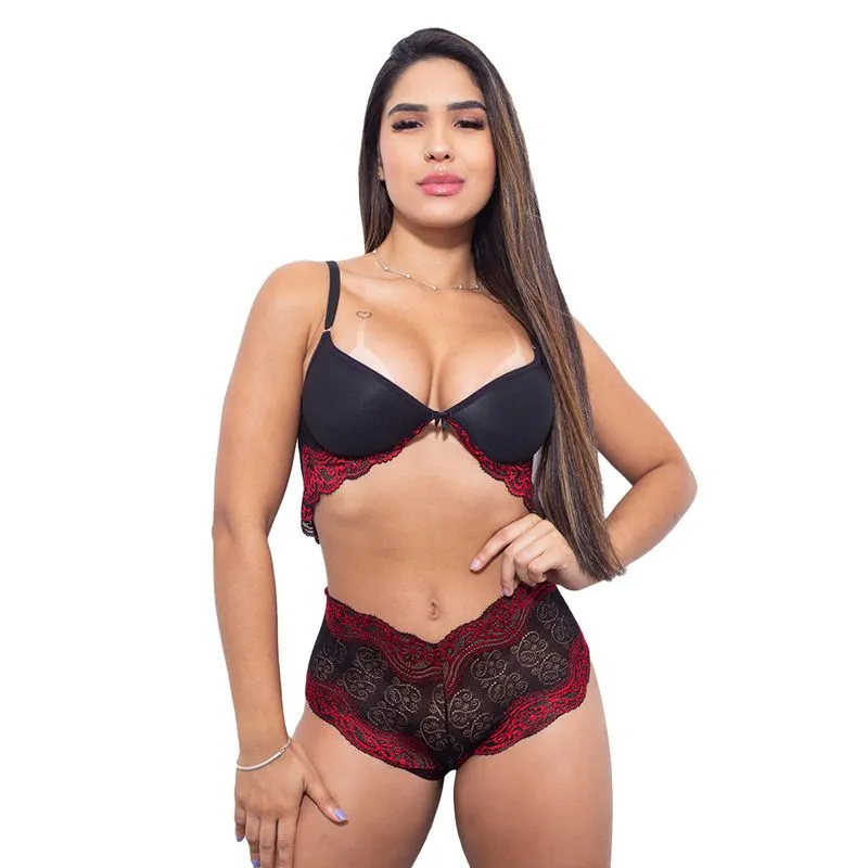 Conjunto Rendado com Bojo Hot Love