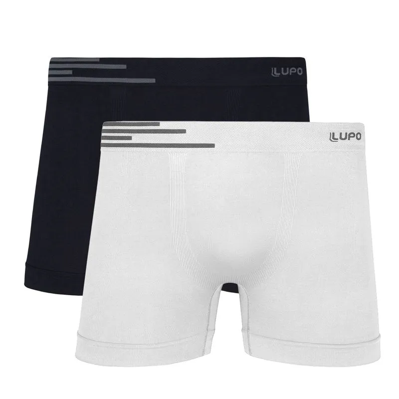 Kit Cueca Boxer Básica 2 Unidades Lupo Kit Cueca Boxer Básica 2 Branca e Preta Unidades Lupo