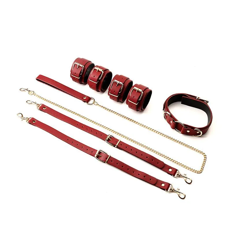 Kit Sado com Coleira, Algemas e Tornozeleiras Interligadas Sexy Import