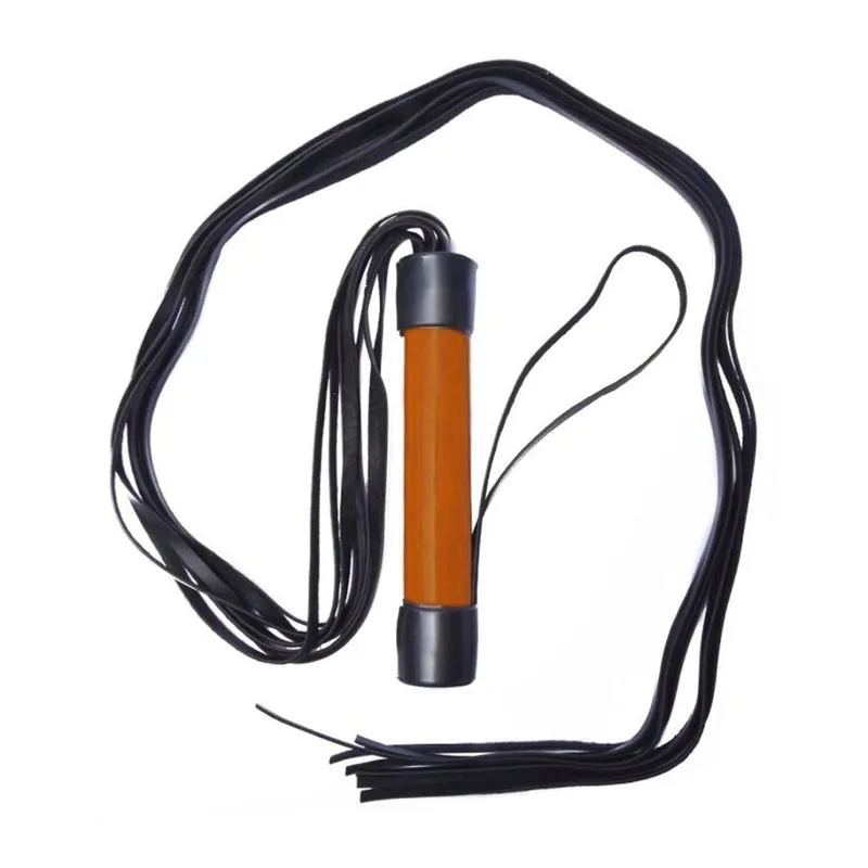 Chicote Verniz em Couro Sintético com Tiras de 80 cm Dominatrixxx Chicote Verniz Laranja em Couro Sintético com Tiras de 80 cm Dominatrixxx