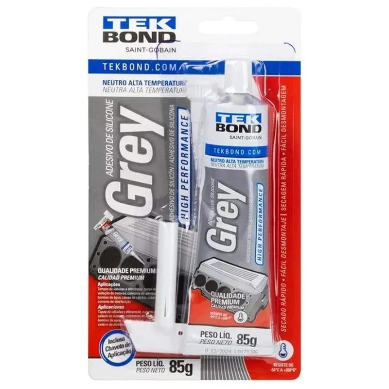 Silicone Para Alta Temperatura Vedação Cinza 85g Tekbond