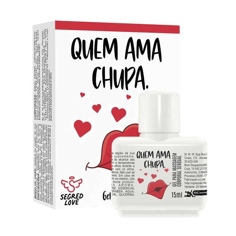Quem Ama Chupa Lubrificante Beijável com Tatuagem Temporária 15ml Segred Love
