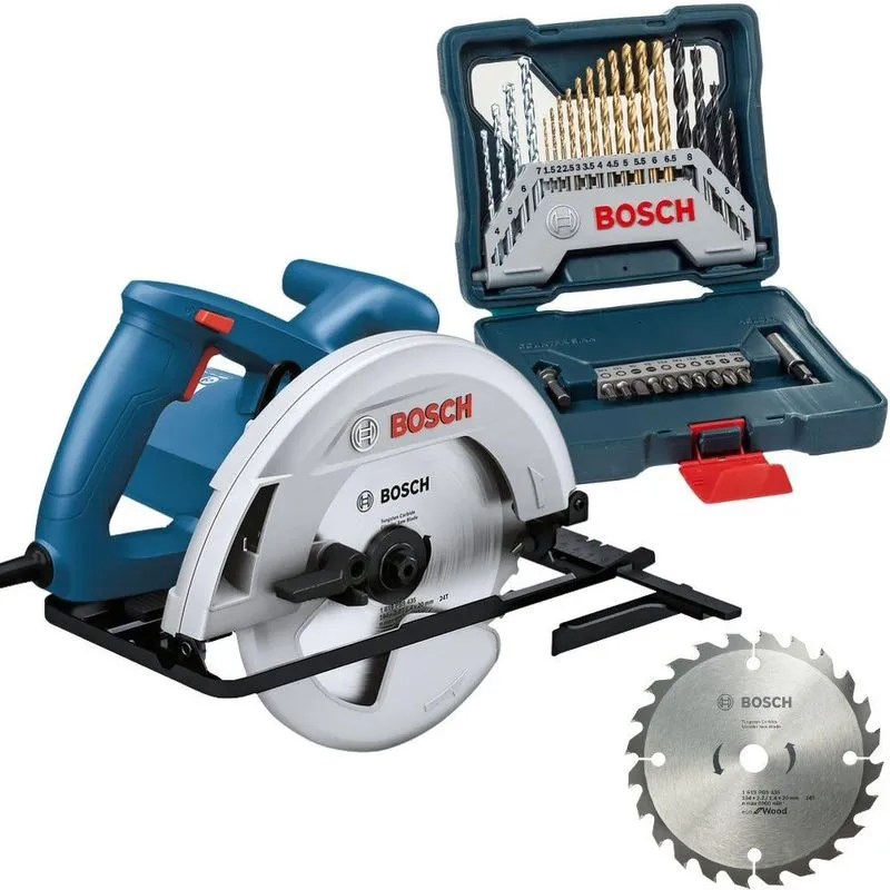 Serra Circular 184mm 1300w Gks 130 Com Disco E Estojo Brocas E Pontas 30 Peças Bosch