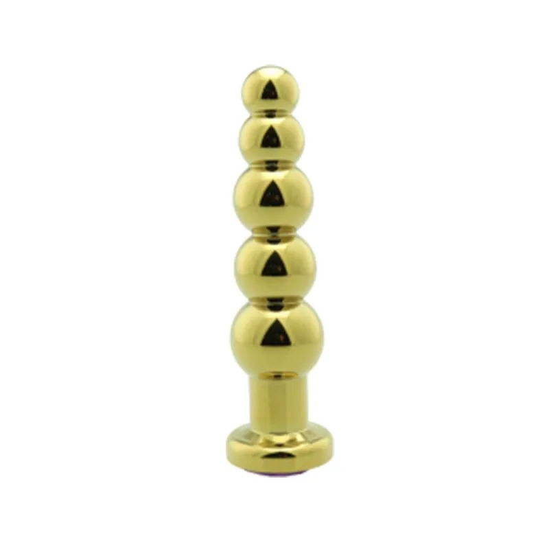 Plug Anal Grande Escalonado em Metal Dourado com Pedra Our Moment Import