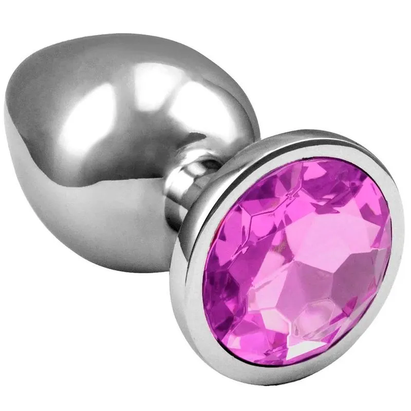 Plug Anal com Cristal de Cores Variadas Plug Anal de Aço Inoxidável Cônico com Cristal Arredondado Sexy Import