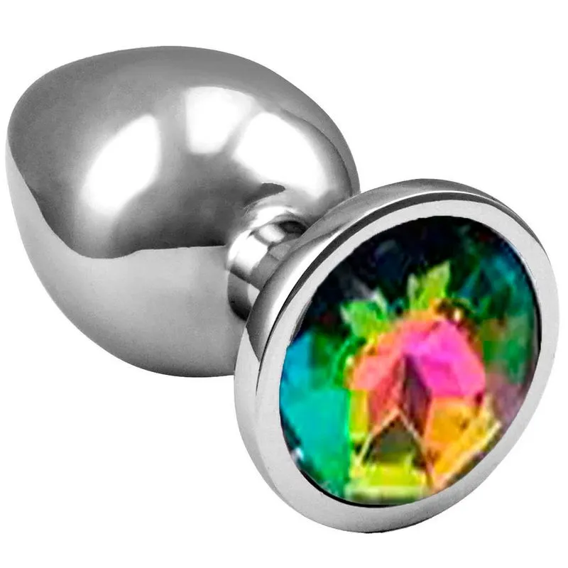 Plug Anal com Cristal de Cores Variadas Plug Anal de Aço Inoxidável Cônico com Cristal Arredondado Sexy Import