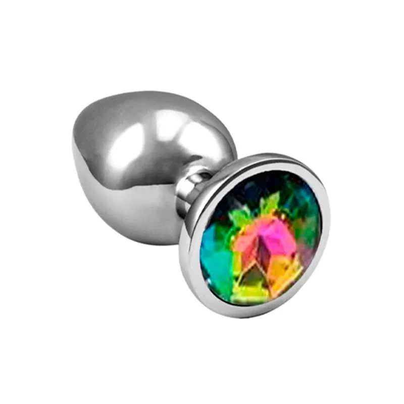 Plug Anal de Aço com Cristal Rendondo Plug Anal de Aço Inoxidável Cônico com Cristal Arredondado Sexy Import