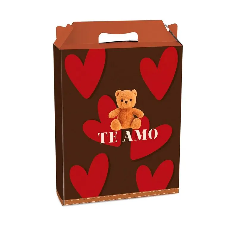 Caixa Maleta Retangular Eu Amo Você para Presente Cromus Caixa Maleta Estampa L Amour Tamanho G