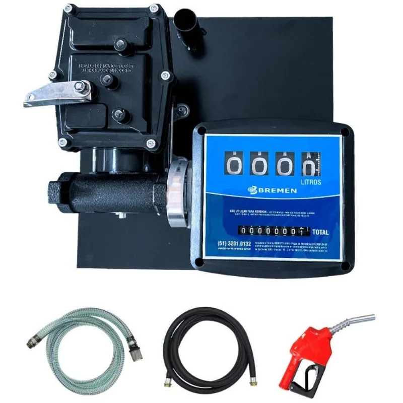 Kit De Abastecimento Para Gasolina 12v 50l/min Com Medidor Mangueira E Bico Automático Bremen