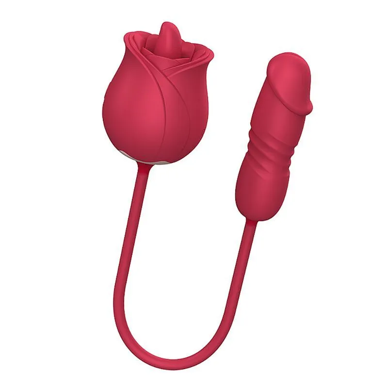 Vibrador Ponto G e Clitóris Formato de Rosa com 7 Modos de Vibração e Lingua e 8 Modos Sobe e Desce