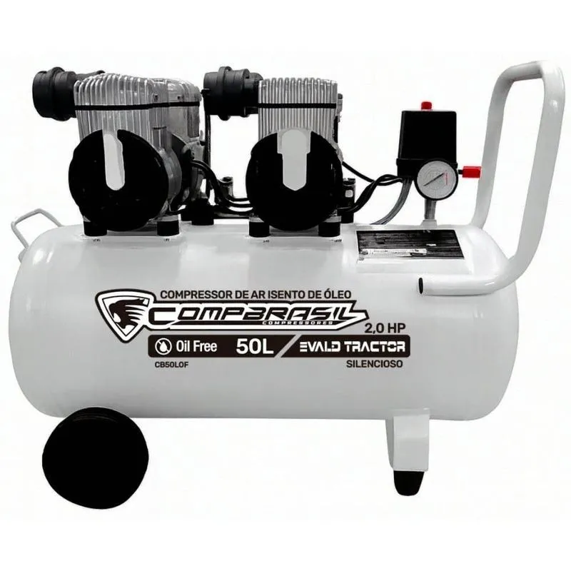 Compressor Portátil Isento De Óleo 10 Pés 1,0hp 50l Monofásico Compbrasil-110v