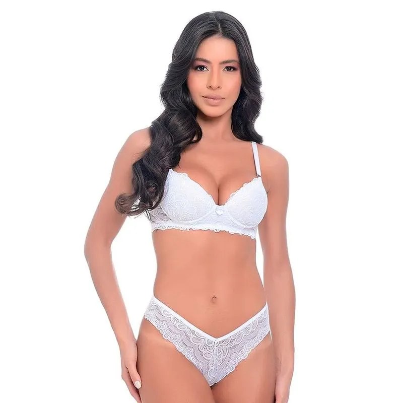 Conjunto Fio Duplo Rendado com Bojo Jô Lingerie