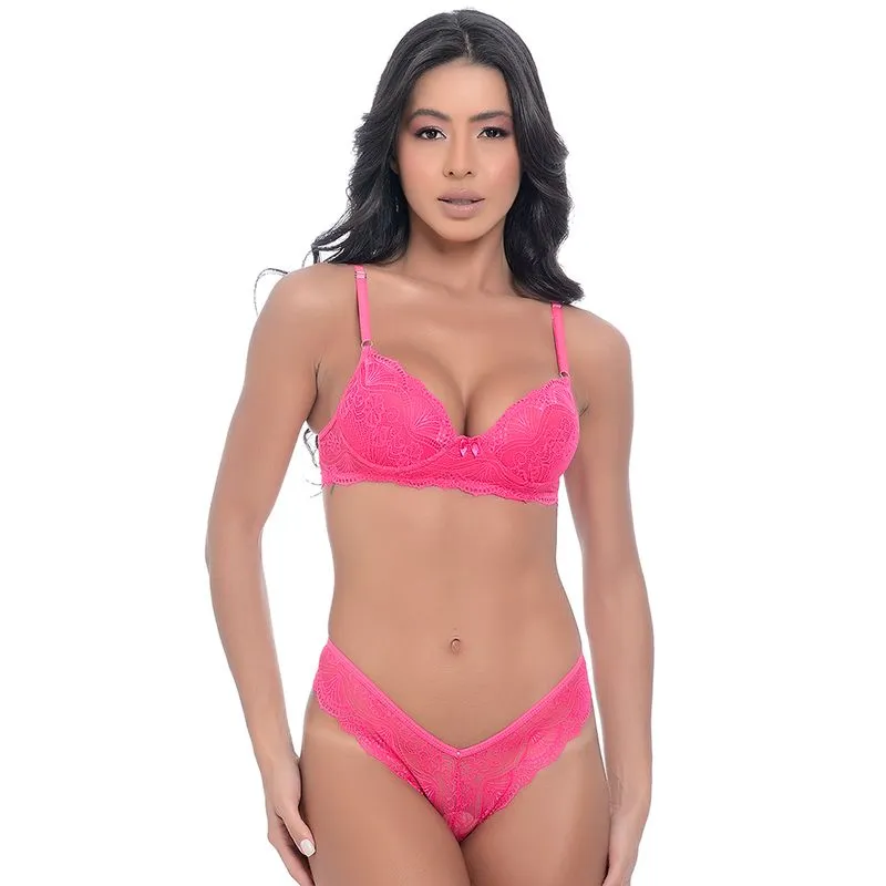 Conjunto Fio Duplo Rendado com Bojo Jô Lingerie