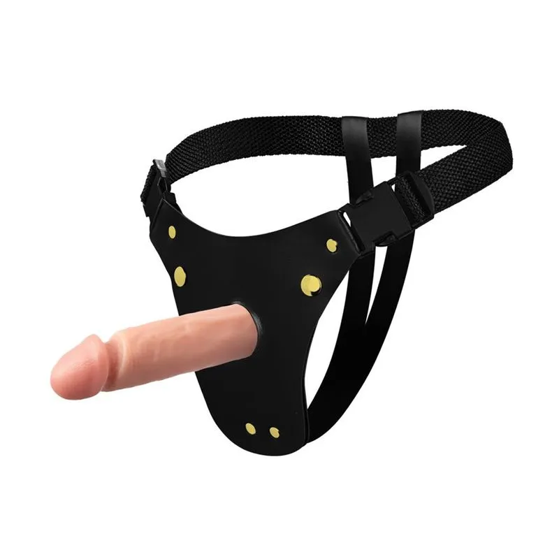 Cinta Peniana em Couro Sintético com Prótese Pênis Realístico 15x4 cm Soulsex