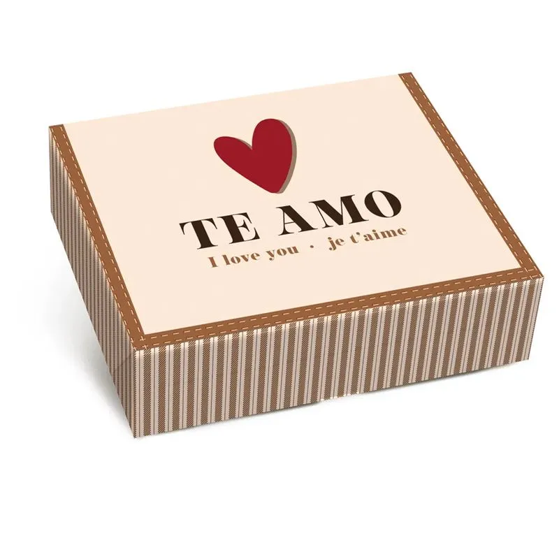 Caixa Retangular para Presente Tampa e Fundo Cromus Caixa Estampa L amour Tamanho : M
