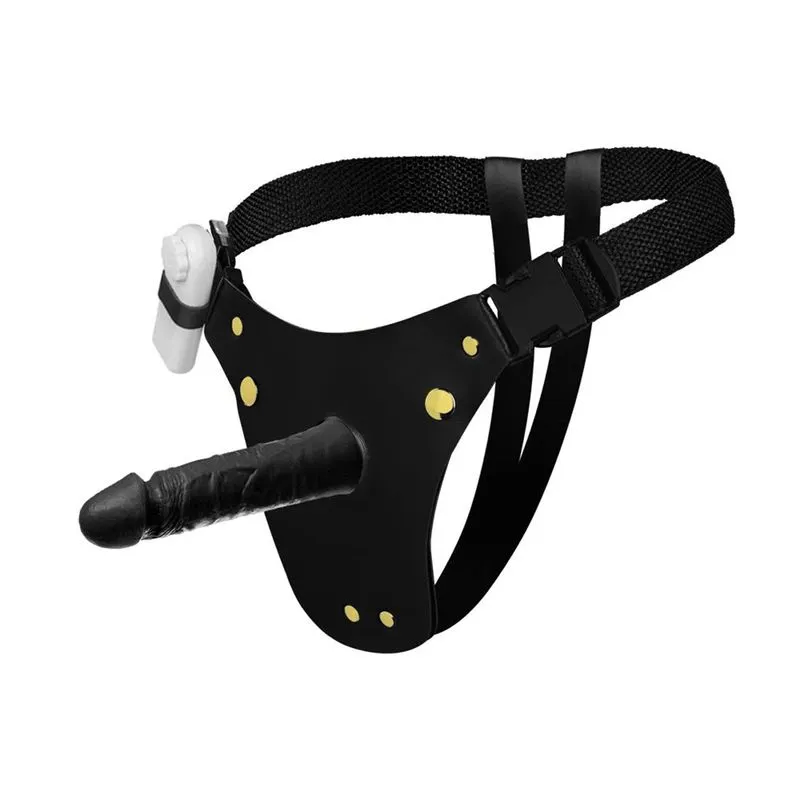 Cinta Peniana Couro com Prótese Realística com Vibro 16X4cm Soulsex
