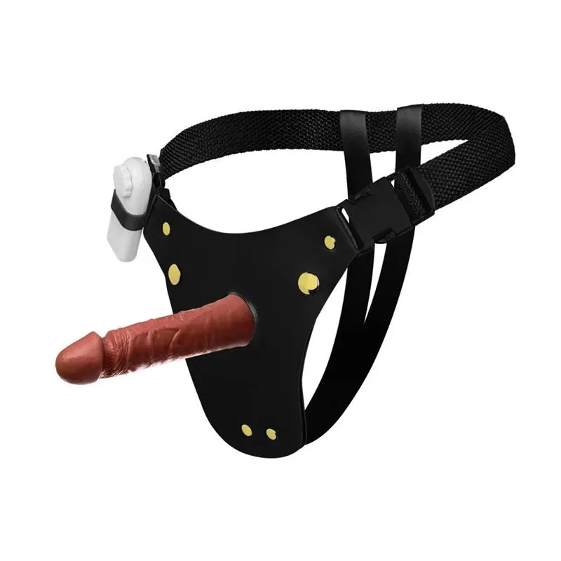 Cinta Peniana Couro com Prótese Realística com Vibro 16X4cm Soulsex