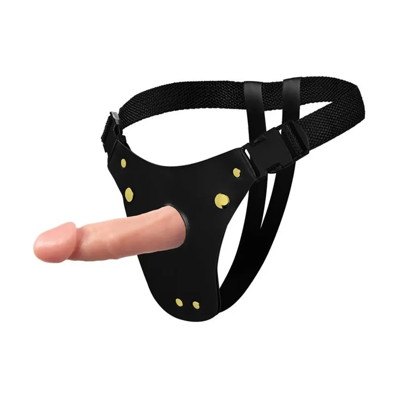 Cinta Peniana em Couro Sintético Prótese Pênis Realístico 15,5x4,5cm Soulsex