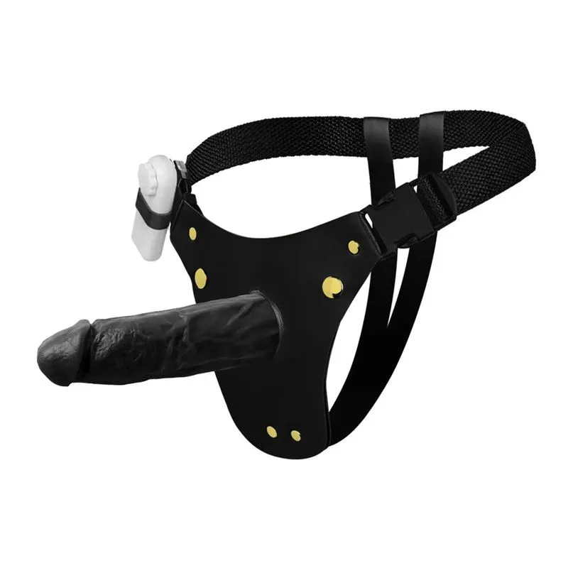 Cinta Peniana Couro com Prótese Realística com Vibro 16X4,5cm Soulsex