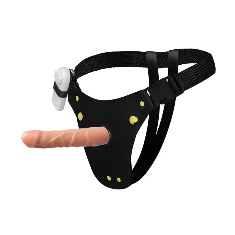 Cinta Peniana Couro com Prótese Realística com Vibro 18X4cm Soulsex