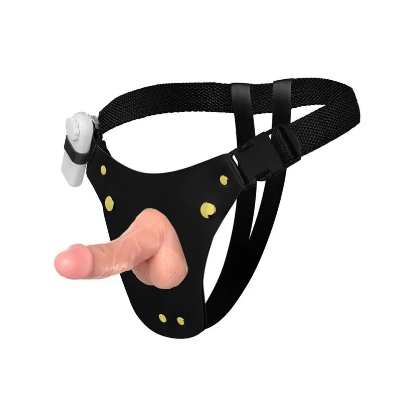 Cinta Peniana com Prótese Pênis com Escroto Realístico Com Vibro 15x3,5cm Soulsex