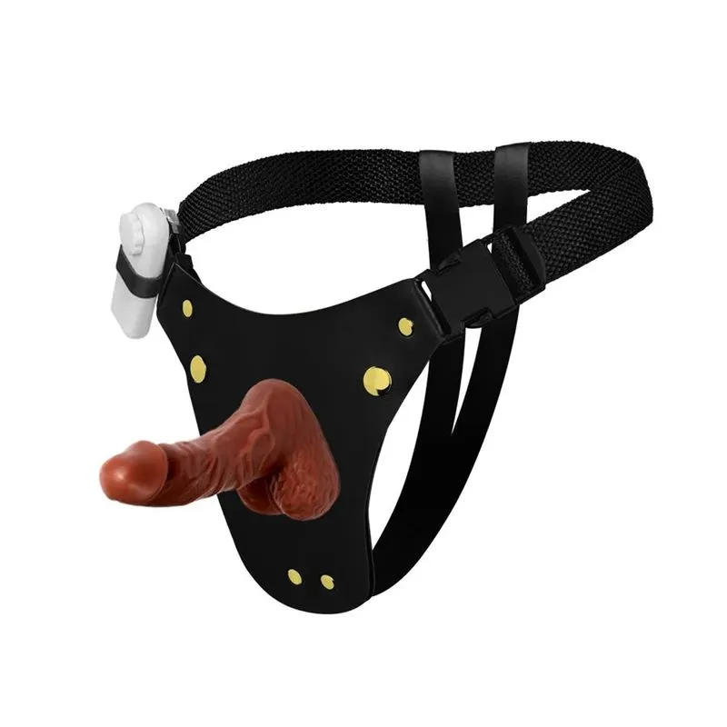 Cinta Peniana com Prótese Pênis com Escroto Realístico Com Vibro 15x3,5cm Soulsex