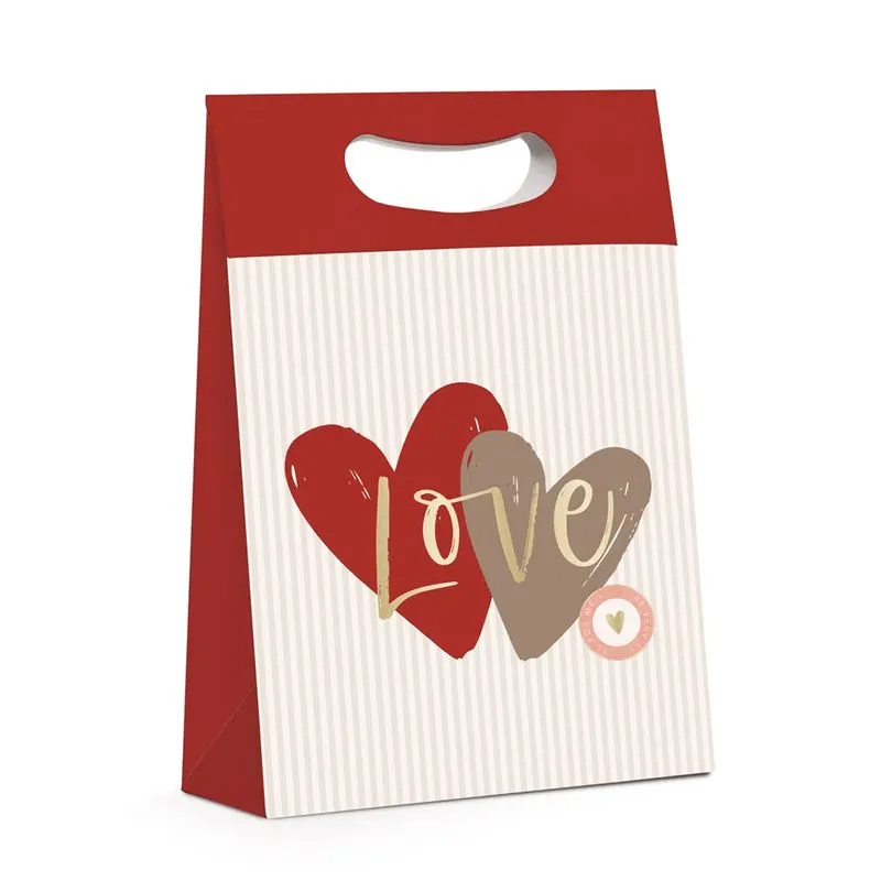 Caixa para Presente Plus Decorada com Alça Cromus Caixa com Alça Cromus Estampa Passione Tamanho: M